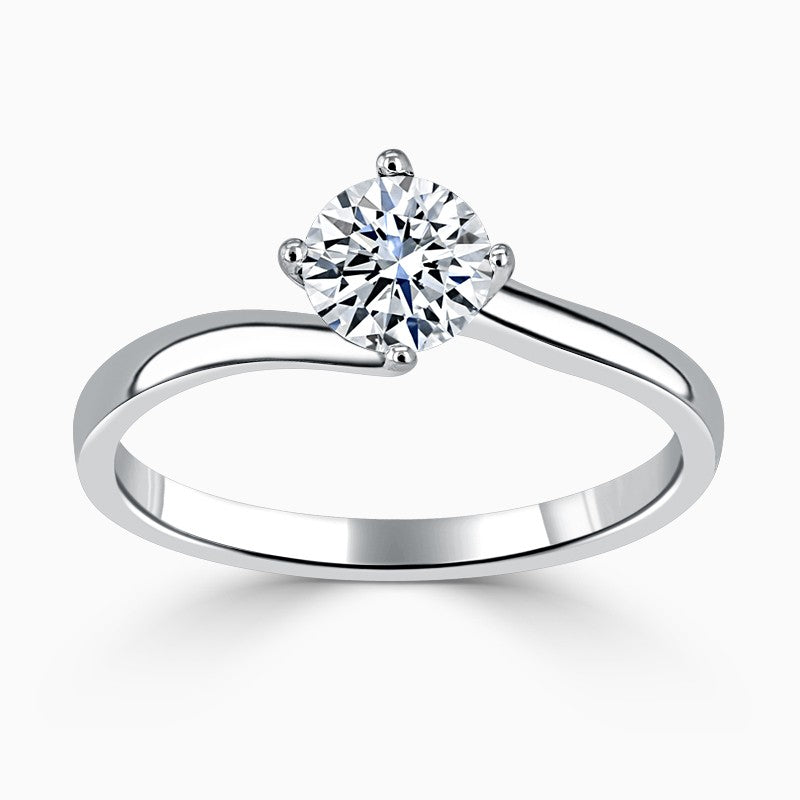 Hafeez Jewellery London Tulip 18k white gold round diamond solitaire engagement ring - top view