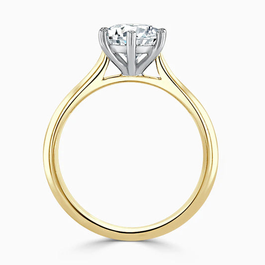 Hafeez Jewellery London Jasmine 18k yellow gold round diamond solitaire engagement ring - front view