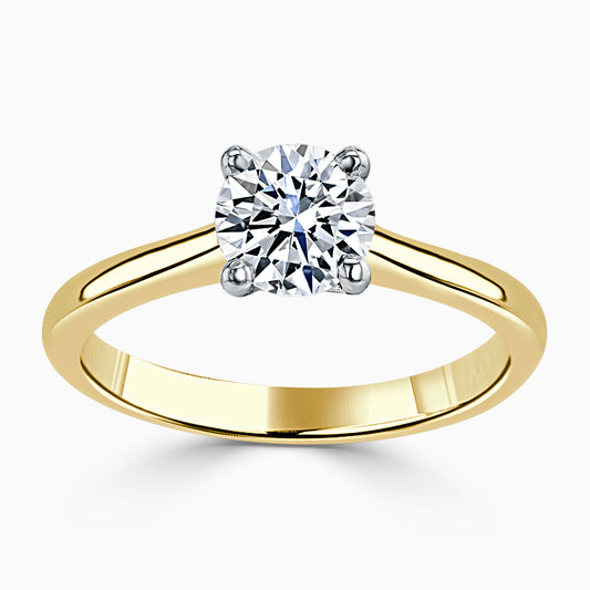 Hafeez Jewellery London Musk 18k yellow gold round diamond solitaire engagement ring - top view