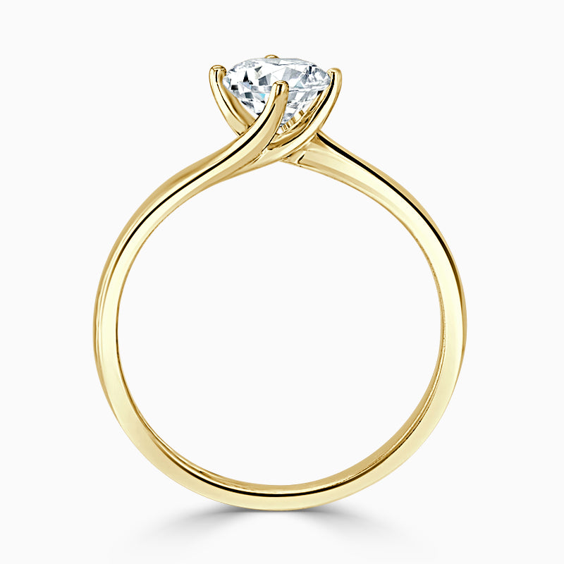 Hafeez Jewellery London Tulip 18k yellow gold round diamond solitaire engagement ring - front view