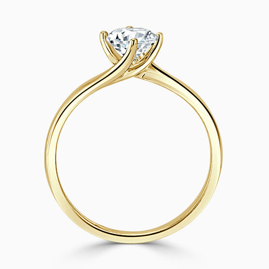 Hafeez Jewellery London Tulip 18k yellow gold round diamond solitaire engagement ring - front view