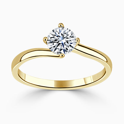 Hafeez Jewellery London Tulip 18k yellow gold round diamond solitaire engagement ring - top view
