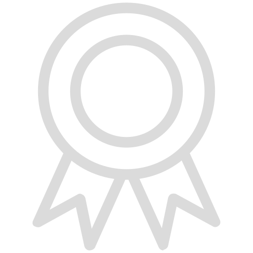 Outline of a ribbon badge on a white background