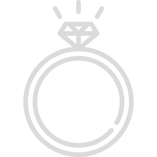Outline of a diamond ring on a white background